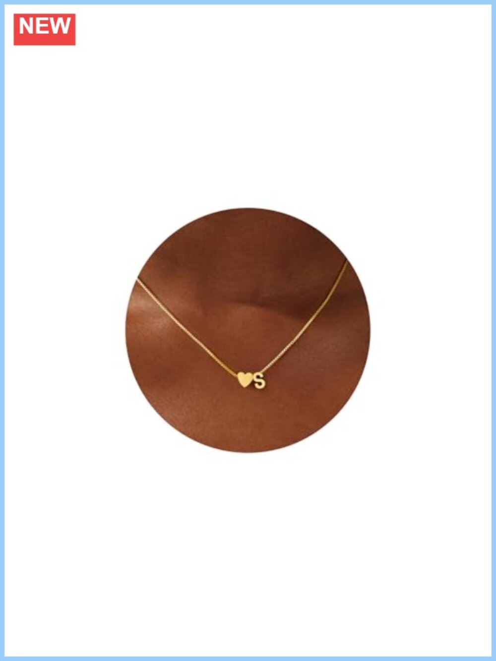 Dainty 18K Gold Plated Initial Heart Pendant Necklace, Adjustable Chain,